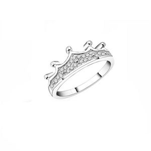 Fedi nuziali Barocco Gotico Vintage Gioielli di moda Reale 925 Sterling Sier Pave Zaffiro bianco Cz Diamante Donna Corona nuziale Fascia Q Dhtvz