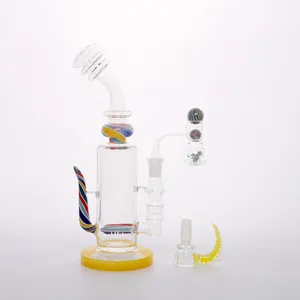 H10 Zoll Einzigartiges Design Gelbes Glasbong-Set/Rauchglas-Wasser-Shisha-Set/Dabbing-Rig-Glas-Shisha