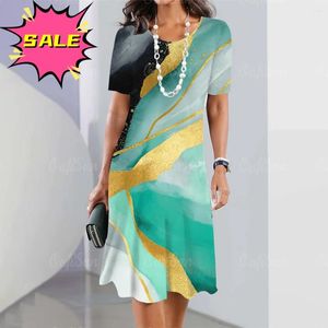 Abiti da festa Vestido Vintage De Manga Corta Con Estampado Texturizado Para Mujer Top Suelto Moda Corto Verano 2024 Y2k Casual