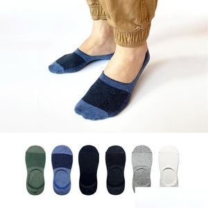 Men'S Socks Each Pack 5 Pairs Socks Mens Casual Combed Cotton Boat Summer Solid Color Mesh Anti-Slip Breathable No Show Drop Delivery Dhknc