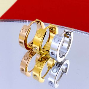 2024 Stud Fashion Love Designer Brinco Gold Designer Studs Ear Clip Luxo Jóias Tamanho 9mm 12mm Senhoras Brinco Sterling Silver Ear Ring para Mulheres Brincos Studs