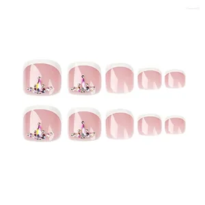 Unhas Falsas 24 Pcs Unhas Falsas Linha Francesa Glitter Toe Art Destacável Ponta Dropship