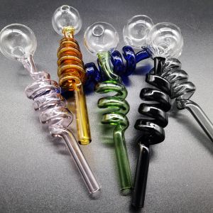 Pipa Tubi per bruciatore di olio in vetro Pentola a doppia bolla Dritto Circa 140 mm Tubo elicoidale Tubi a molla in borosilicato per bong Dab Oils Rig 11 LL