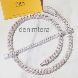 Full Ice Out 2rows 6mm 9mm 13mm Solid Sier Moissanite Cuban Link Chain Mans Hip Hop Necklace 9E97