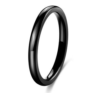 Band Rings 2021 Fashion Jewelry 2Mm Wide Polished Tungsten Steel Ring Ladies Mti-Color Option Drop Delivery Otvsl