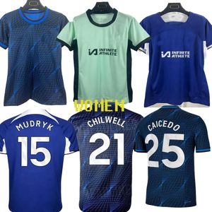 Mudryk 23 24 Enzo CFC NKUNKU Women Soccer Jerseys Fani Kolekcja Gallagher Sterling Home Mundlid 2023 2024 Fofana Out Out Football Shirt Caucedo