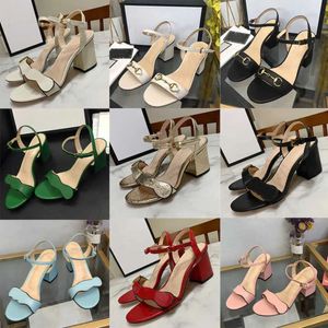 Designer-Sandalen, klassische Sandalen mit hohen Absätzen, Designer-Schuhe, Mode, 100 % Leder, Damen-Tanzschuh, sexy Absätze, Wildleder, Damen-Metallgürtelschnalle, dicker Absatz, Damenschuhe 021