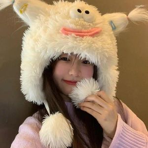 Berets Big Mouth Plush Hats Cute Bear Ears Women's Winter Versatile Warm And Autumn Beanies Caps Funny Party Pography