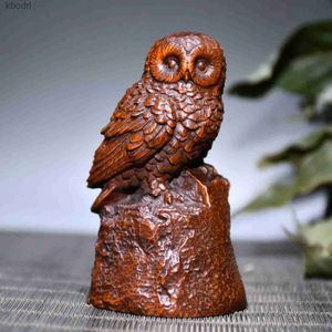 Garden Decorations Owl Statue Garden Wood Carving Doll Art Sculpture Home Decor Craft Toys YQ240116