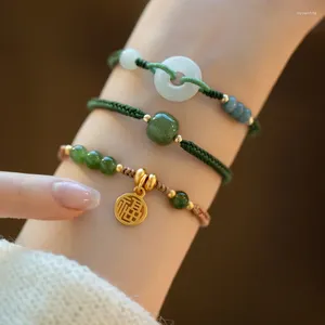 Braccialetti con ciondoli Colore verde Imitazione di una giada per le donne Ragazze Cavo regolabile Gioielli Benedizione Felicità Regali pacifici Goccia