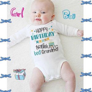 Rompers Happy Birthday To The Best Grandma Baby Bodysuit Grandma's Birthday Party baby Outfit Toddler Jumpsuit Infant Romper Best Gifts H240508