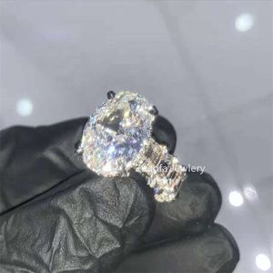 Anel de noivado de moissanite oval de 5 quilates com brilho personalizado estilo casamento feminino noiva