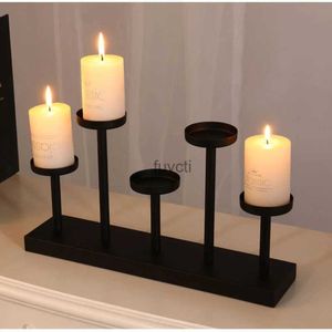 Candle Holders 3/5/6 Arms Black Metal Retro Candle Holders Holiday Decorations Candelabra Wedding Party Candlestick Romantic Candlelight YQ240116