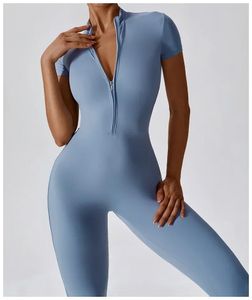 Lycra Jumpsuit Kvinnor utan vadd Gym Fitness Överaller Zipper Romper för kvinnor Sportkläder Tracksuit ActiveWear Set 240115