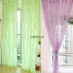 Cortina pastoral verde salgueiro cortinas transparentes fio de janela para sala de estar tecidos de tule gaze de cozinha painel de cortina simples têxteis para casavaiduryd
