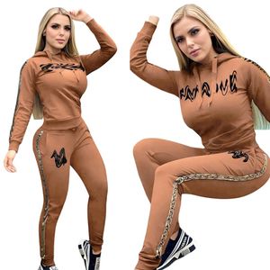 Roupa esportiva feminina casual moda marca de luxo conjunto de 2 peças designer roupas esportivas j2946