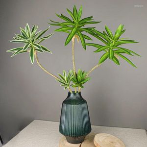 Decorative Flowers 90CM Large Fake Dracaena Reflexa Branches Artificial Desktop Plants Green Lily Bamboo Tree Bunch For Home Office Decor