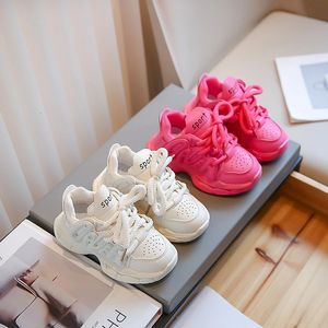 Sonbahar Çocuk Sneakers Pembe Bej Platform Dantelli Spoty Çocuklar Sıradan Ayakkabılar Kayıtsız Şık Şık 23-36 Erkek Kız Ayakkabı 240116