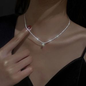 New Fashion Trend Unique Design Elegant Delicate Zircon 14K White Gold necklace Women Wedding Jewelry Party Premium Gifts