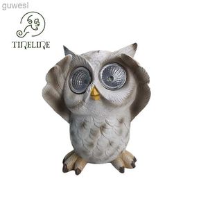 Lawn Lamps Statues And Sculptures For Decoration Owl Solar Light Crafts Outdoor Garden Figurines For Interior Room Decor Home Animals YQ240116
