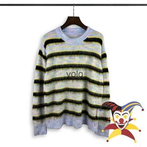 Maglioni da uomo Maglione lavorato a maglia a righe in mohair Uomo Donna Felpa oversizesyolq