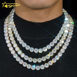 Новинка, 8 мм, 10 мм, большое ожерелье в стиле хип-хоп, Bling Sier, позолоченный набор когтей, лабораторная бриллиантовая теннисная цепочка с муассанитом