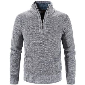 Winter Mens Fleece Thicker Sweater Half Zipper Turtleneck Warm Pullover Quality Male Slim Knitted Wool Sweaters for Spring 240116