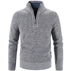 Winter Herren Fleece Dicker Pullover Halb Zipper Rollkragen Warme Pullover Qualität Männlich Schlank Gestrickte Wolle Pullover für Frühling 240116