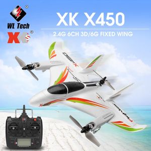 XK X450 RC Airplane Glider Fixed Wing Aircraft With 3 Models 24g 6ch 3D6G Helicopters Vertical Takeoff RTF 240116