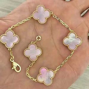 Vanly Bracetes Cleefly Luxury Brand Love Clover Designer Charm Bracelet for Women Purple Stone Turke