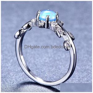 Cluster Rings 5 Pcs Lot Mother Gift Fl Blue Fire Opal Gems 925 Sterling Sier For Women Ring Russia American Weddings Jewelry 92 Q2 Dr Dheqq
