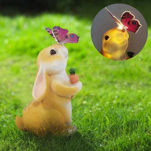 Lawn Lamps Outdoor solar rabbit light Outdoor waterproof luminescent animal light balcony decoration landscape garden lawn atmosphere light YQ240116