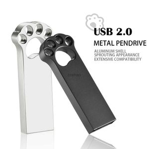 Chiavette USB Bear Paw Metal Chiavetta USB 128 GB Capacità reale Pen Drive 64 GB Argento Memory Stick all'ingrosso 32 GB Capacità reale Pendrive 16 GB