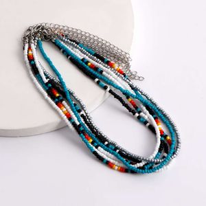 Joias Bohemian Colorido Arroz Bead Curto Neckchain Praia Casual Colar de contas feito à mão