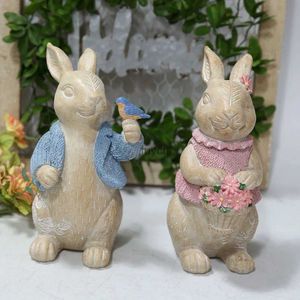 Other Event Party Supplies 20cm Resin Rabbit Easter Ornaments Home Garden Easter Bunny Statue Easter Decoration 2024 Bunny Sculpture Ornament YQ240116