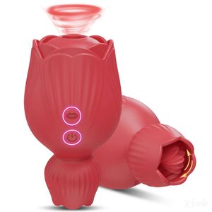 Sex Toy Massager Rose Toy Sucking Vibrator 2in1 Mini Nipple Clitoral Stimulator G Spot Tongue Slicking For Woman Couples