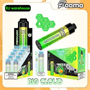 UE EUA Armazém Local Puff 10000 vape descartável grande nuvem EU Shipping Feemo Cannon DTL Dispositivo vapes descartáveis Pen tipo-c carga de cabo com resistência de 0,5ohm