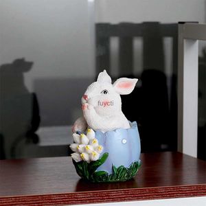 Other Event Party Supplies Easter Day Creative New Doll Ornaments Crafts Cartoon Lovely White Bunny Rabbit Resin Sculpture Home Wedding Garden Party Decor YQ240116