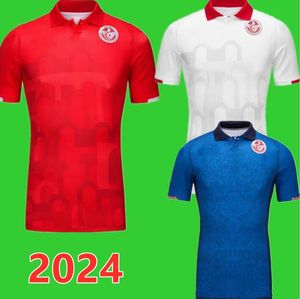2024 Tunisia National Team Mens Soccer Jerseys 24 25 Stunisie Limane Msakni Hannibal Maaloul Sliti Msakni Home Away 3rd Football Shirts Third Blue Aldult Uniforms