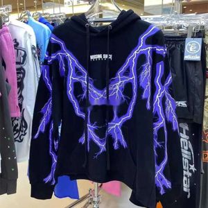 2024 Novos Hoodies Masculinos Suéteres Desaparecidos Desde Ursday Roxo HOODIE Lighing Imprimir Reflexivo Solto Fityolq