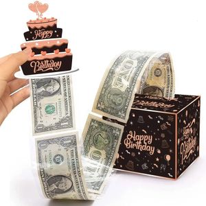 Birthday Cash Pull Gift Box Money Pulling Black Clip Funny Surprise Cake Decoration 240116