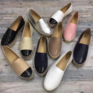 Designer-Channeles-Kleiderschuhe aus 100 % Leder, Espadrilles, luxuriöse Damenmode-Loafer aus echtem Leder, luxuriöse Cap-Toe-Fischer-Leinwandschuhgröße 35–42