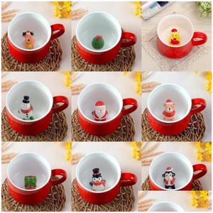 Mugs 3D Lovely Coffee Mug Heat Resisting Cartoon Animal Ceramic Cup Christmas Gift Many Styles 11 C R Drop Delivery Home Garden Dhgoq