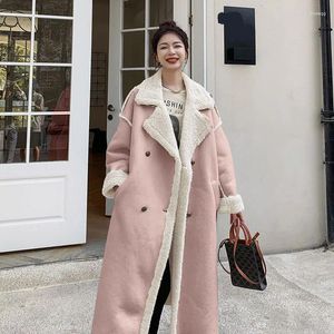 Women's Jackets Fur One Lamb Wool Coat Female Medium-length Winter Sense Thickened Tweed Ms.