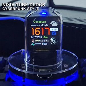 Часы Nixie Tube Smart Wi-Fi Glow Diy Tube Clock Цифровые настольные часы в стиле киберпанк Визуальный дисплей Сменные автоматические обновления 240116