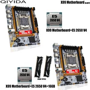 Qiyida x99 마더 보드 세트 콤보 Xeon 키트 E5 2650 V4 CPU LGA 2011-3 프로세서 16GB DDR4 RAM 메모리 NVME M.2 NGFF SATA ED4 240115