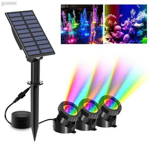 Lawn Lamps Solar Street Lights Underwater IP68 Waterproof LED Solar Powered Landscape Spotlights RGB Lamps Outdoot Lighting for Garden Yard YQ240116