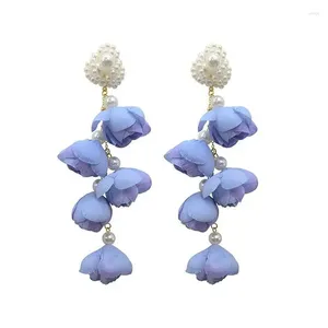 Dangle Earrings Flower Drop For Women 2024 Exaggerated Long Tassel Pendant Gift Jewelry Accessories
