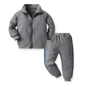 Kleidungssets 70-130 cm Kinder Herbst Baumwolle Grau Sportbekleidung Set Jungen Sportjacke und Hose Jungen 4-6 Jahre Kinderkleidung