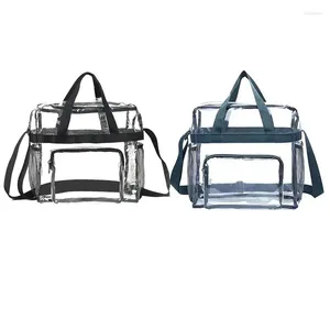 Storage Bags Transparent Shopping Bag Clear Shoulder Crossbody Tote Satchel Handbag Large Capacity With Zipper And Pockets